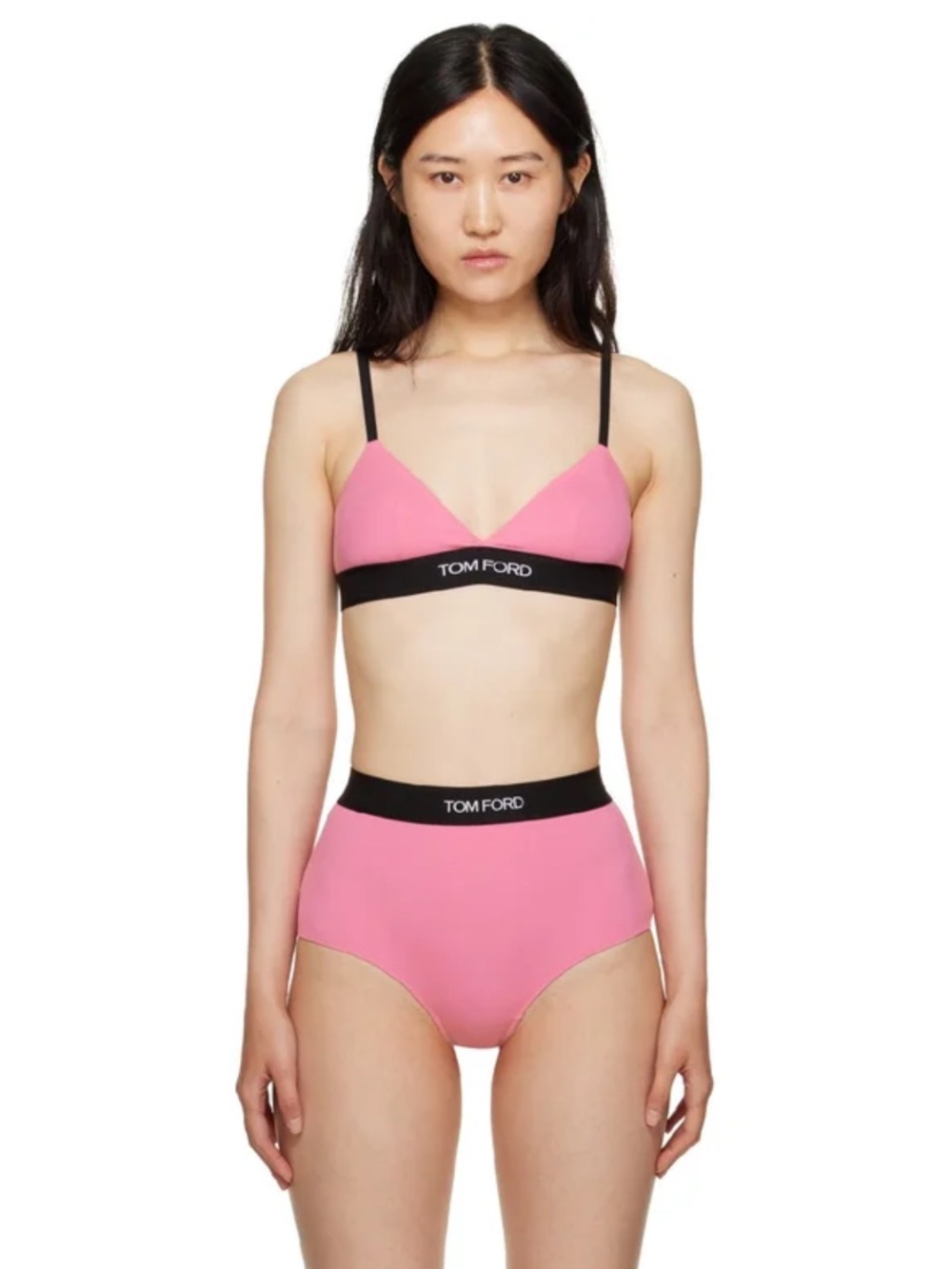 NEW TOM FORD Modal Signature Triangle Bra (Rosebloom) Pink & Black Bralette - Picture 3 of 14